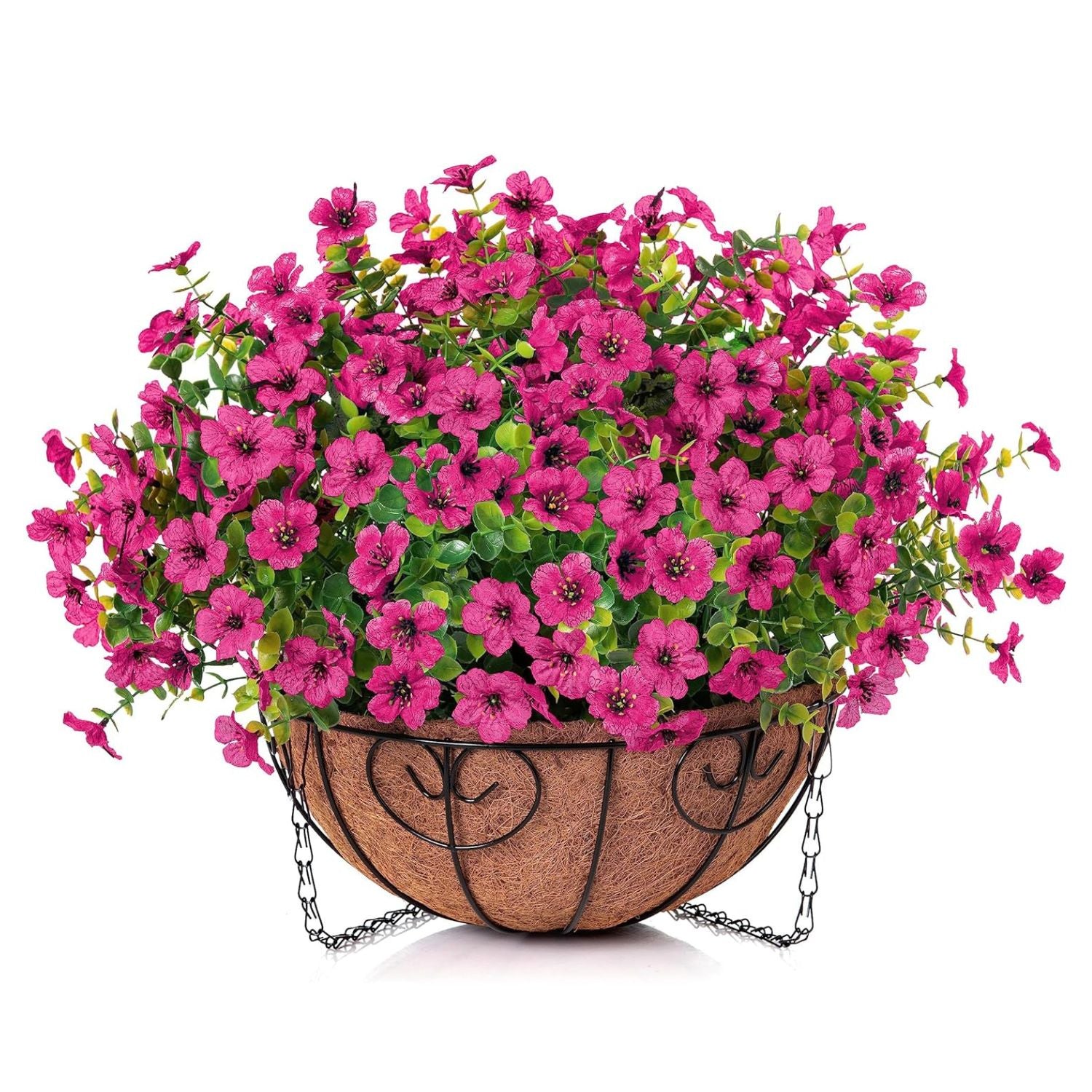 Hanging Artificial Faux Flowers Plant Basket for Balcony Home Decor & Outdoor Decoration