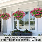 Hanging Artificial Faux Flowers Plant Basket for Balcony Home Decor & Outdoor Decoration