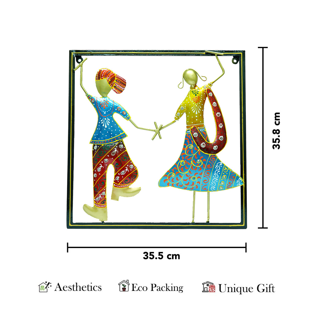 Rajasthani Garba Dancers Metal Wall Hanging for Living Room & Home Decor