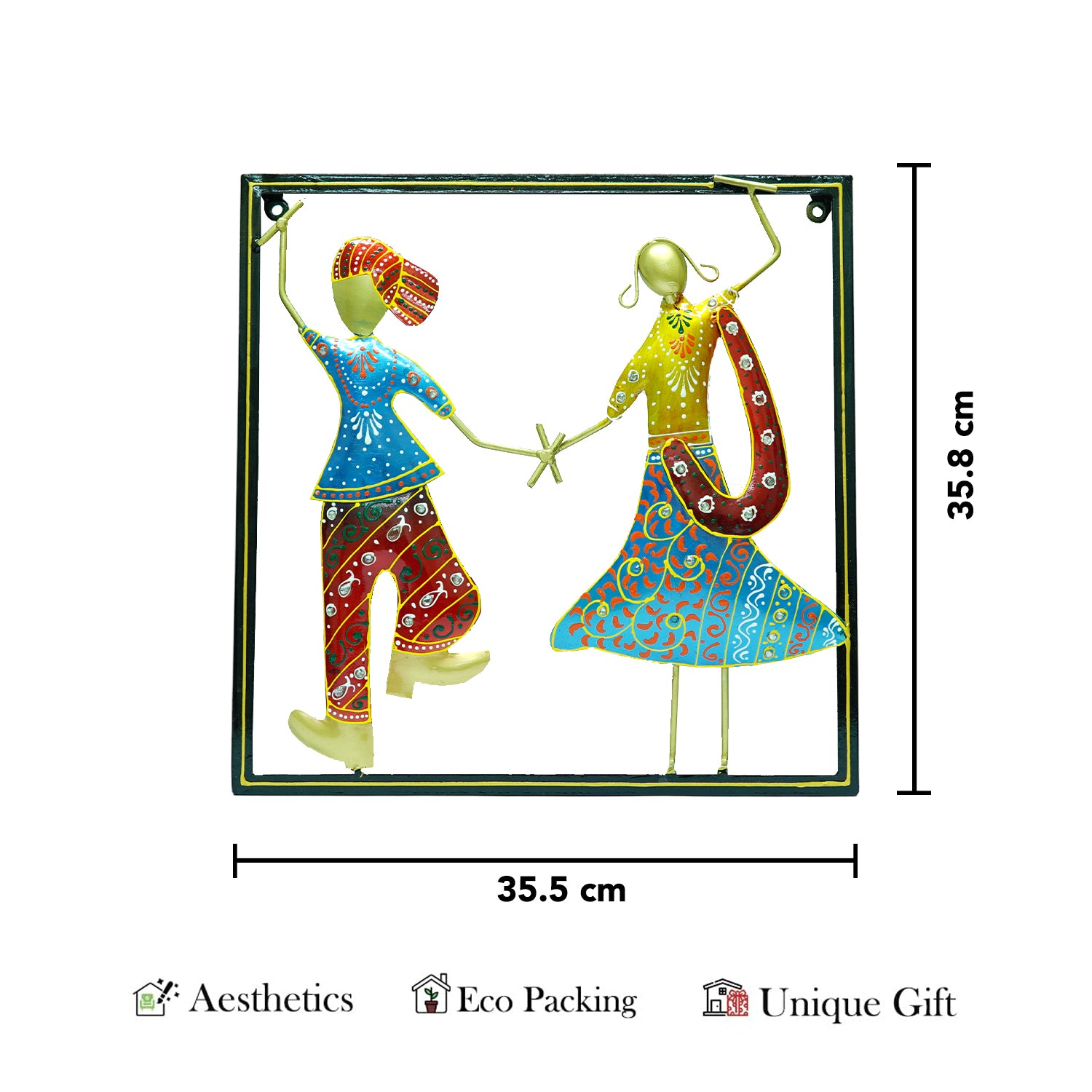Rajasthani Garba Dancers Metal Wall Hanging for Living Room & Home Decor