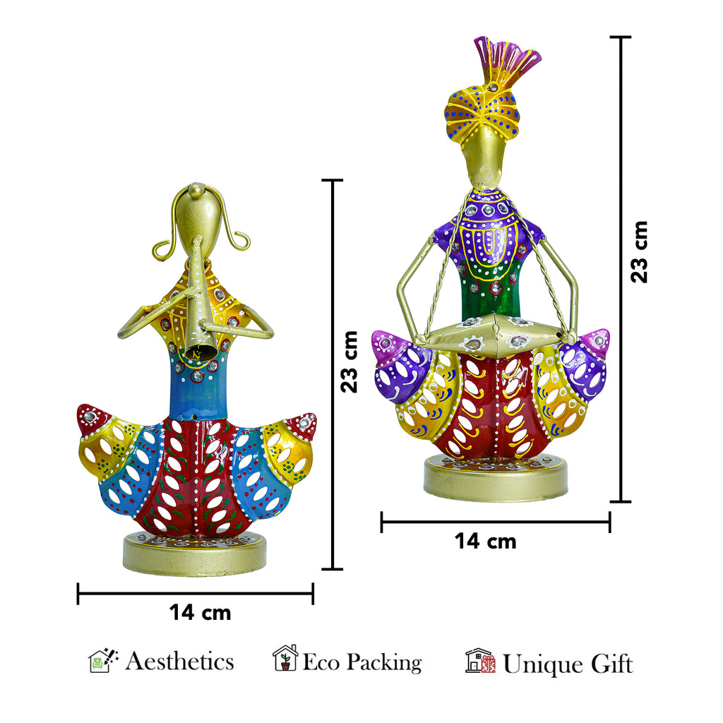 Rajasthani Musicians Showpieces Set of 2 for Home Decor, Table , Living Room & Gifting