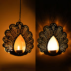 Peacock Design Hanging Tealight Candle Holder for Home Decor(Set of 2)