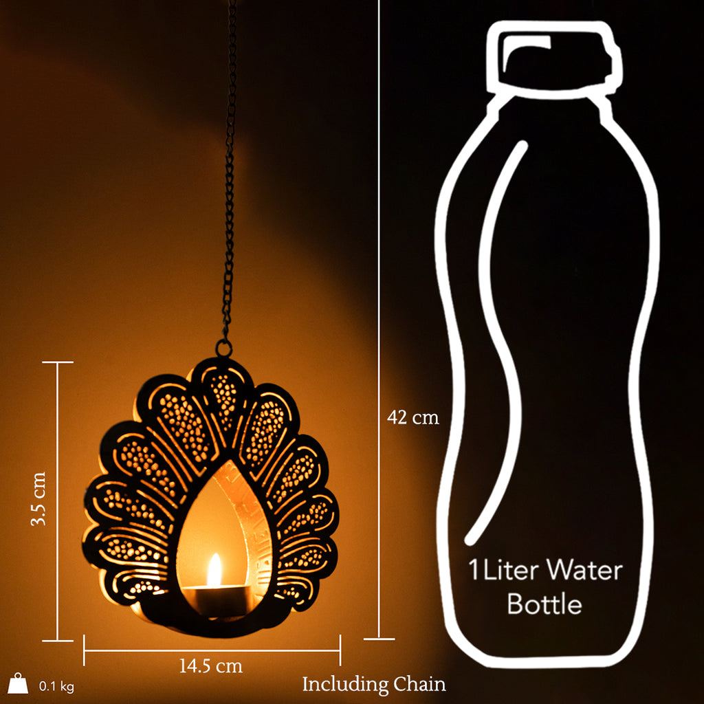 Peacock Design Hanging Tealight Candle Holder for Home Decor(Set of 2)