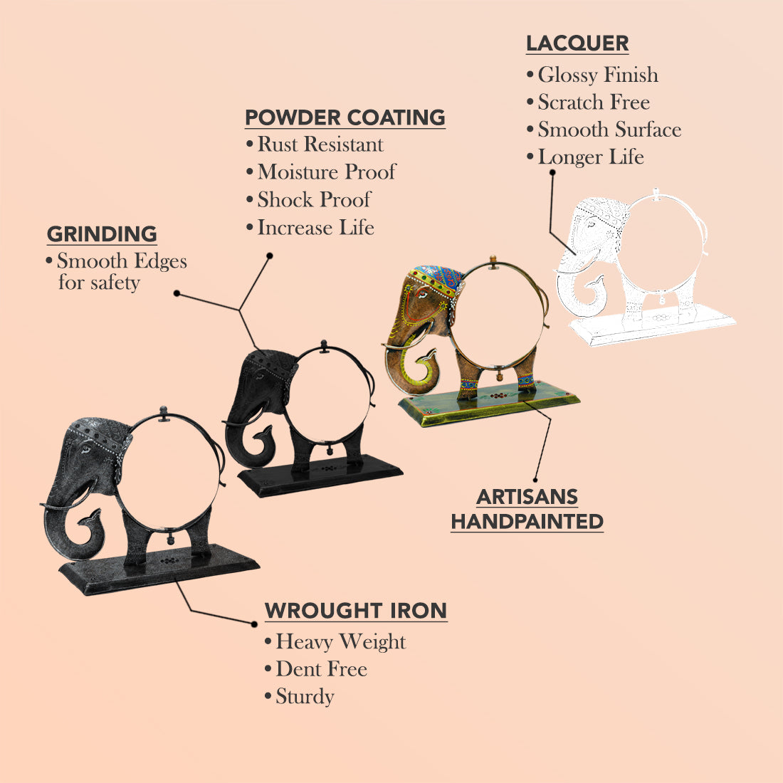 Metal Elephant Globe Showpiece for Office Desk & Home Decor