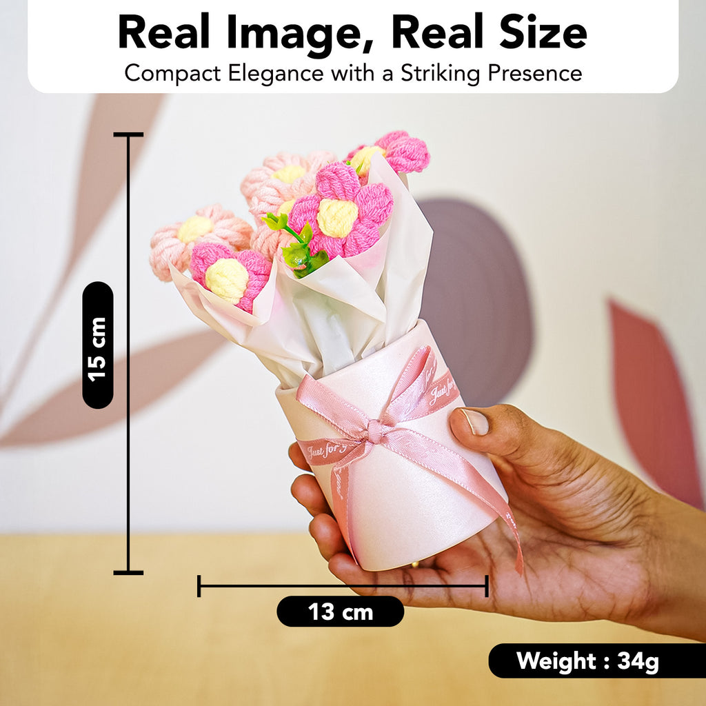 Pink Cherry Blossom Crochet Flowers Bouquet for Home Decor & Gifting