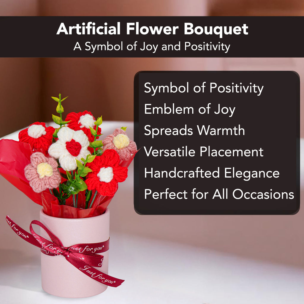 Cherry Blossom Crochet Flowers Bouquet for Home Decor & Gifting