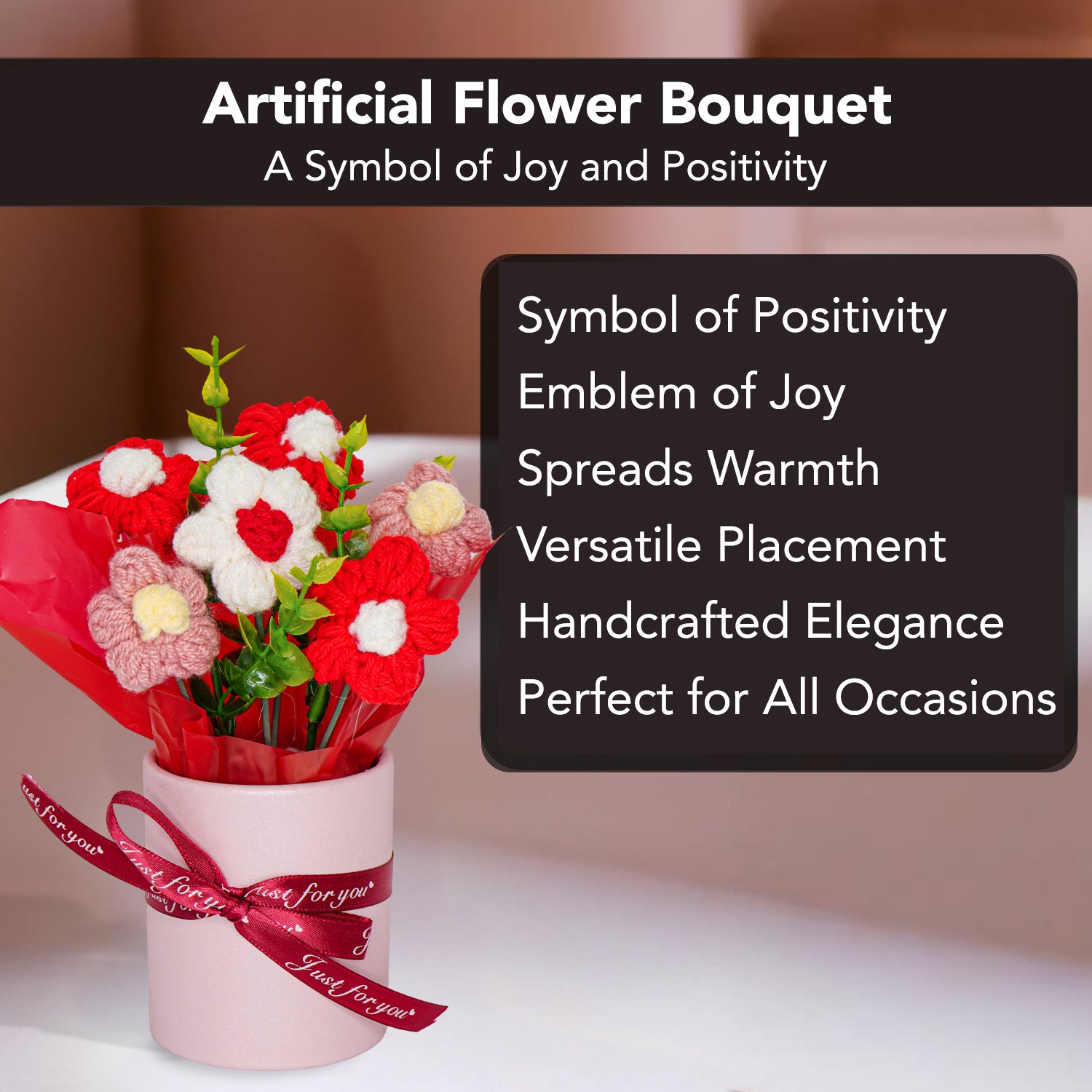 Cherry Blossom Crochet Flowers Bouquet for Home Decor & Gifting
