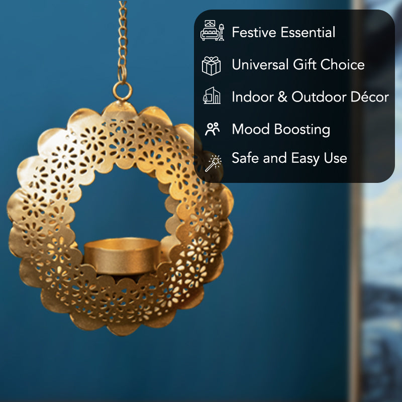 Hanging Metal Candle Holder for Home Decor (Set of 2)