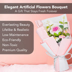 Pink & White Rose Crochet Flower Bouquet for Home Decor & Gifting