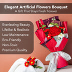 Red Rose Crochet Flower Bouquet for Home Decor & Gifting