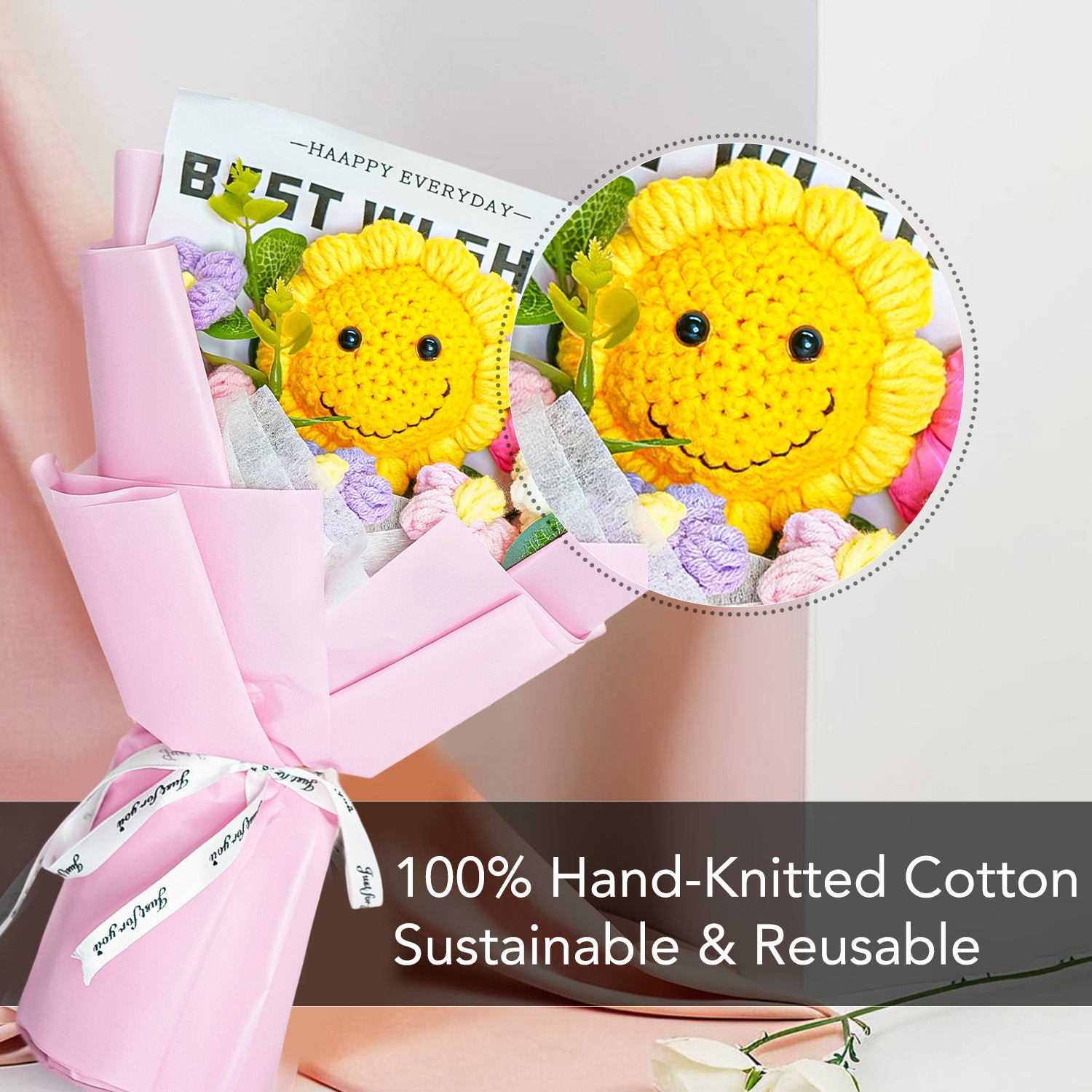 Yellow Sunflower Crochet Flowers Bouquet for Home Decor & Gifting
