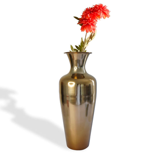 Ekhasa Unbreakable Big Metallic Copper Flower Vase for Home Decor | Aesthetic Tall Flower Vase Gift for Wedding, Housewarming, Parties, Gatherings | Decorative Metal Vase for Living Room, Office