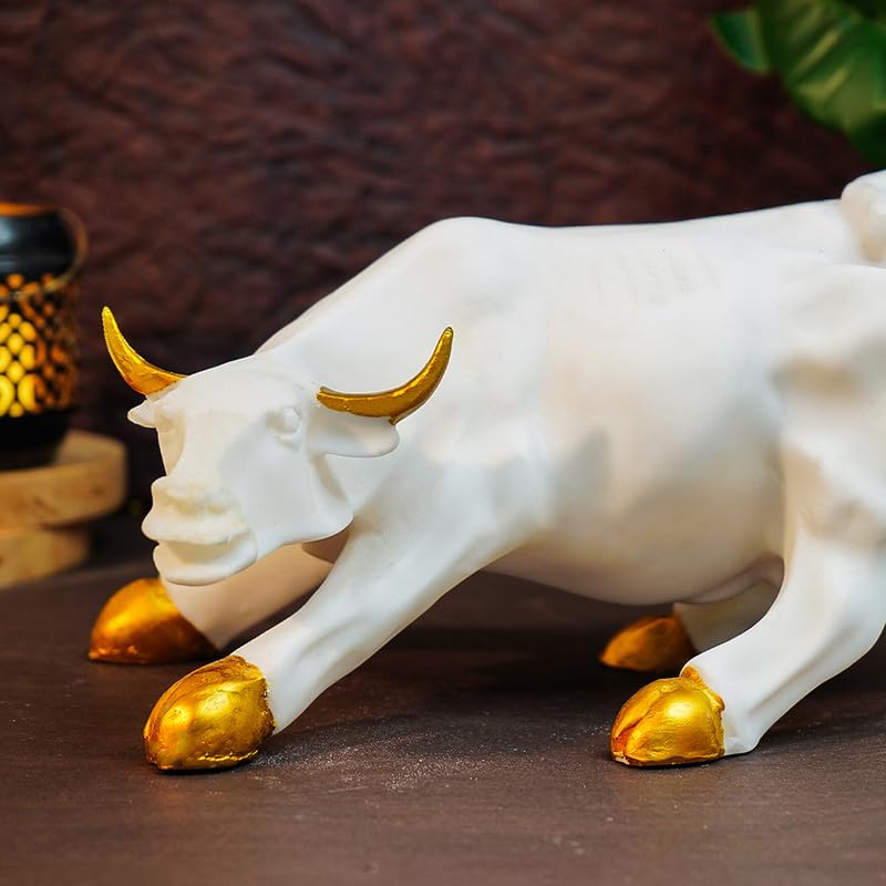 Ekhasa Marble Dust Big Bull Show Pieces for Home Decor Living Room Decorative Items | Showpieces Gift Items for Home Decoration | Center Table Tv Unit Showcase Shelf Office Desk Interior Artifacts