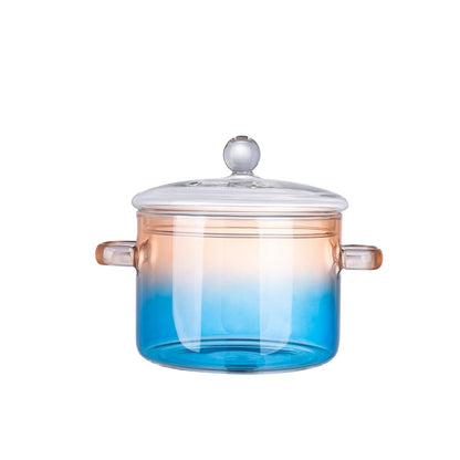 Ekhasa Borosilicate Glass Cookware for Gas Stove | Transparent Cooking Pot Pan Handi with Lid & Handle (1.5 L) | Glass Utensils for Cooking Biryani, Rice, Noodles, etc. | Microwave Safe Serveware