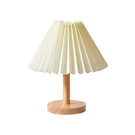 Ekhasa Wooden Dimmable Bedside Lamp | Table Lamps for Home Decoration with Fabric Shade | Wooden Base Side Table Lamp for Living Room | Bed Side Lamp | Aesthetic Night Bed Lamps for Bedroom