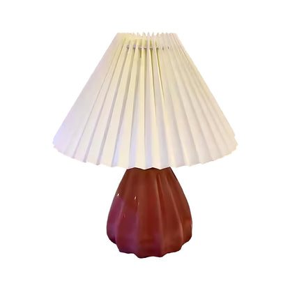 Ekhasa Ceramic Dimmable Bedside Lamp | Table Lamps for Home Decoration with Fabric Shade | Ceramic Base Side Table Lamp for Living Room | Bed Side Lamp | Aesthetic Night Bed Lamps for Bedroom