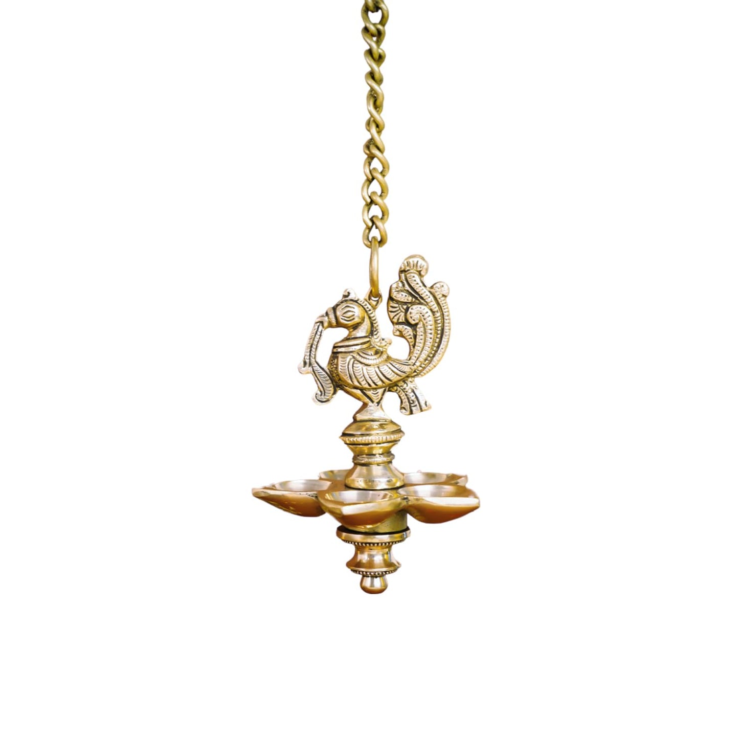 Ekhasa 100% Pure Brass Peacock Hanging Diya for Puja | Diyas for Home Decoration | Pital Deepam for Pooja | Brass Oil Lamps | Agal Vilakku for Pooja | Puja Diya for Home Mandir | Deepak Kundulu