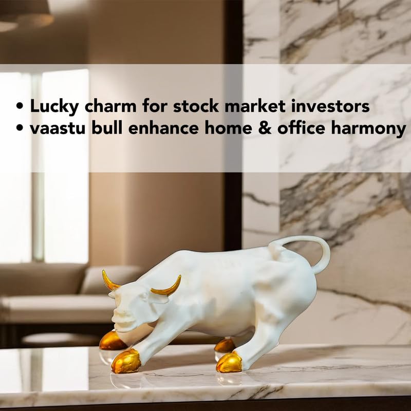 Ekhasa Marble Dust Big Bull Show Pieces for Home Decor Living Room Decorative Items | Showpieces Gift Items for Home Decoration | Center Table Tv Unit Showcase Shelf Office Desk Interior Artifacts