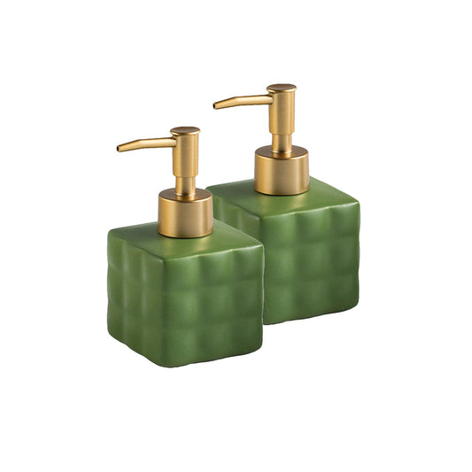Ekhasa Ceramic Handwash Dispenser Bottle (220ml, Green, Set of 2) | Liquid Soap Dispenser for Bathroom, Wash Basin & Kitchen | Bathroom Sanitizer, Lotion, Shampoo Dispenser | Hand Wash Dispensers Pump