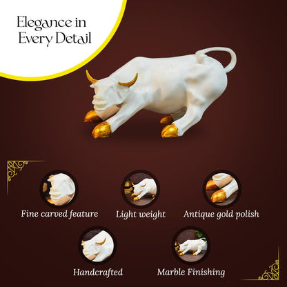 Ekhasa Marble Dust Big Bull Show Pieces for Home Decor Living Room Decorative Items | Showpieces Gift Items for Home Decoration | Center Table Tv Unit Showcase Shelf Office Desk Interior Artifacts