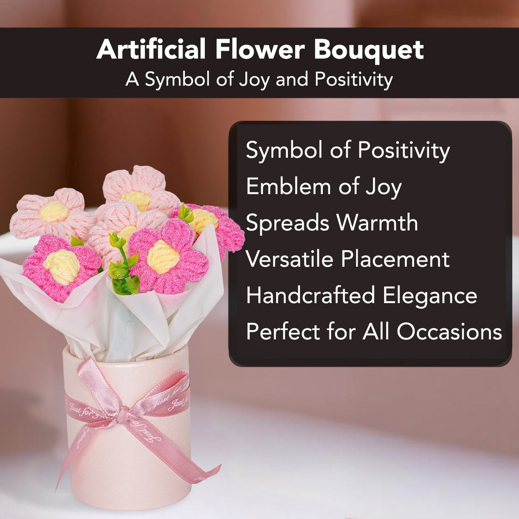 Pink Cherry Blossom Crochet Flowers Bouquet for Home Decor & Gifting