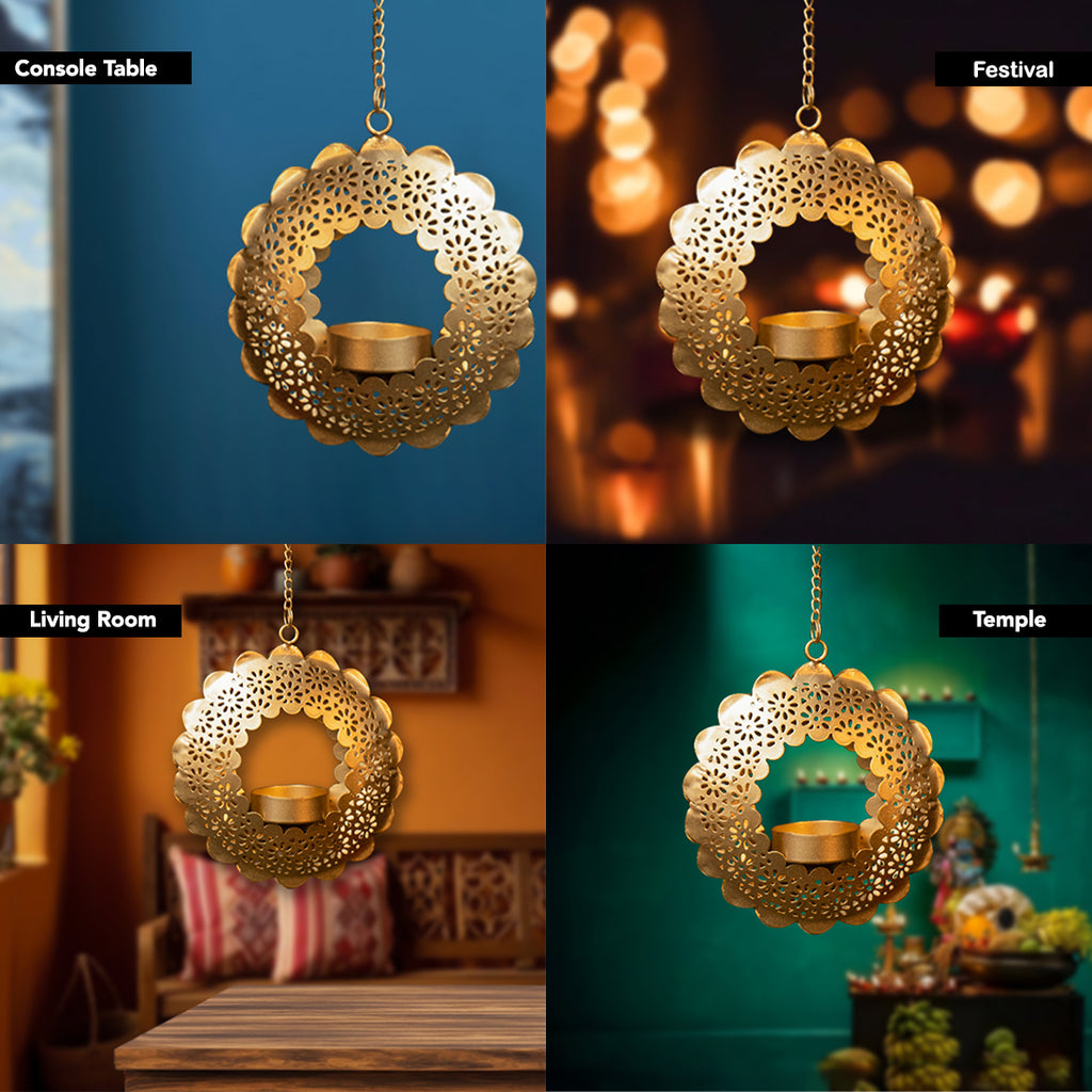 Hanging Metal Candle Holder for Home Decor (Set of 2)