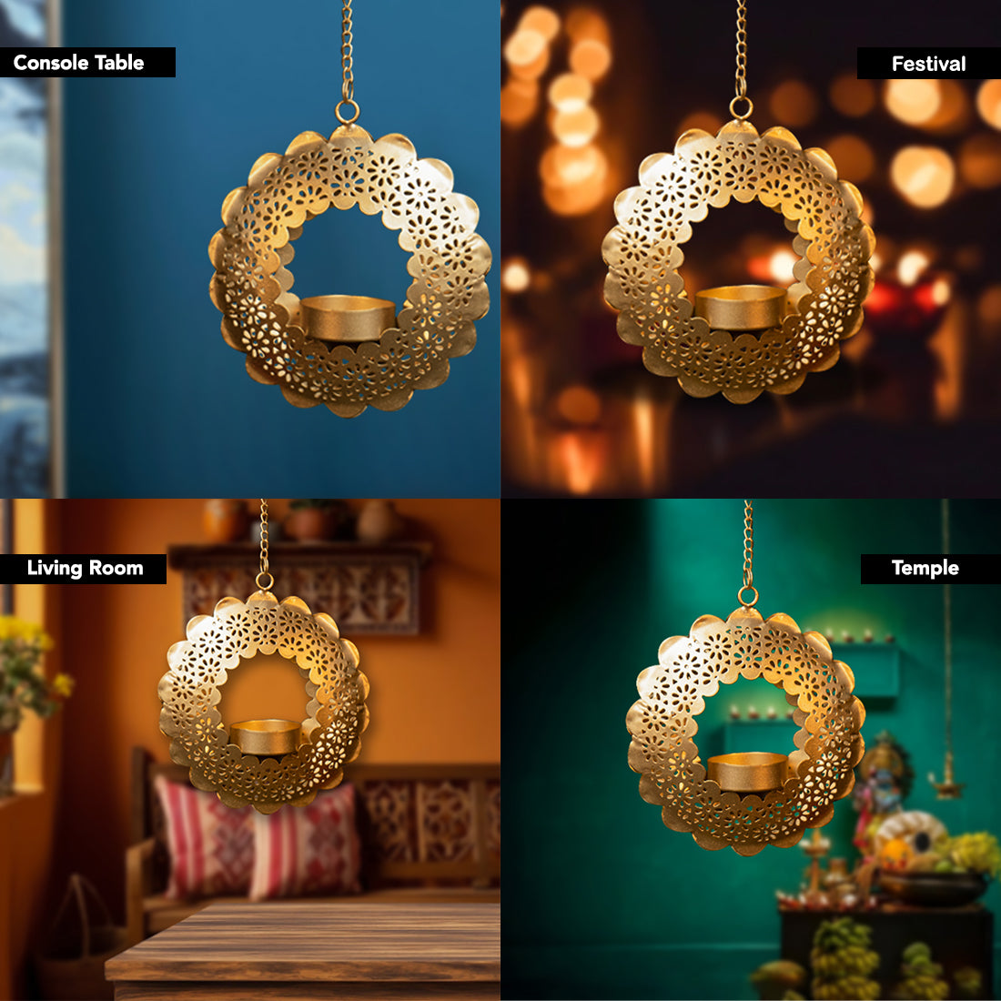Hanging Metal Candle Holder for Home Decor (Set of 2)