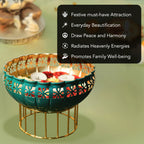 Metal Urli Bowl with Stand for Home Decor, Table Decor, Diwali Decoration & Gifting