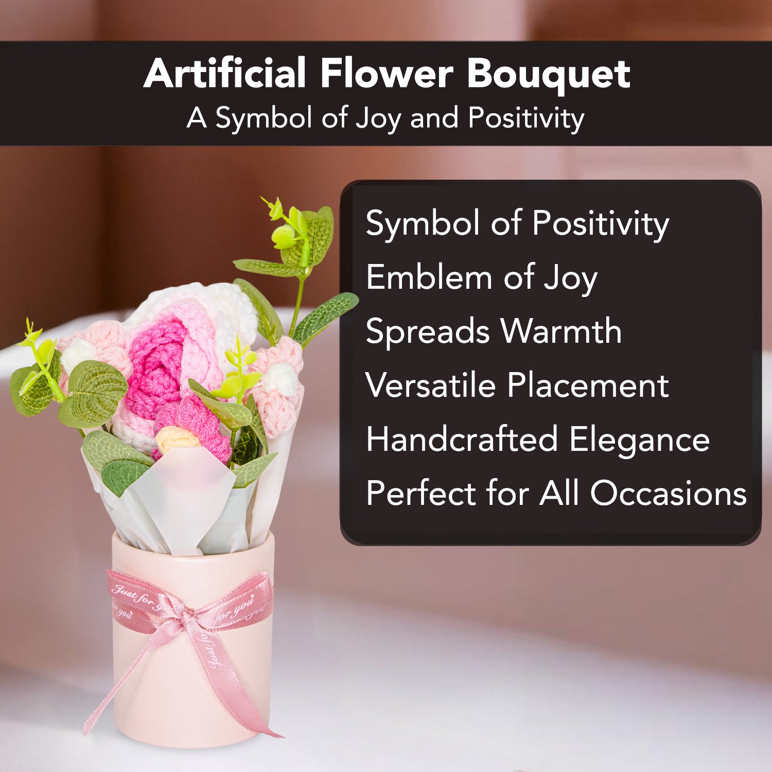 Pink & White Crochet Flowers Bouquet for Home Decor & Gifting