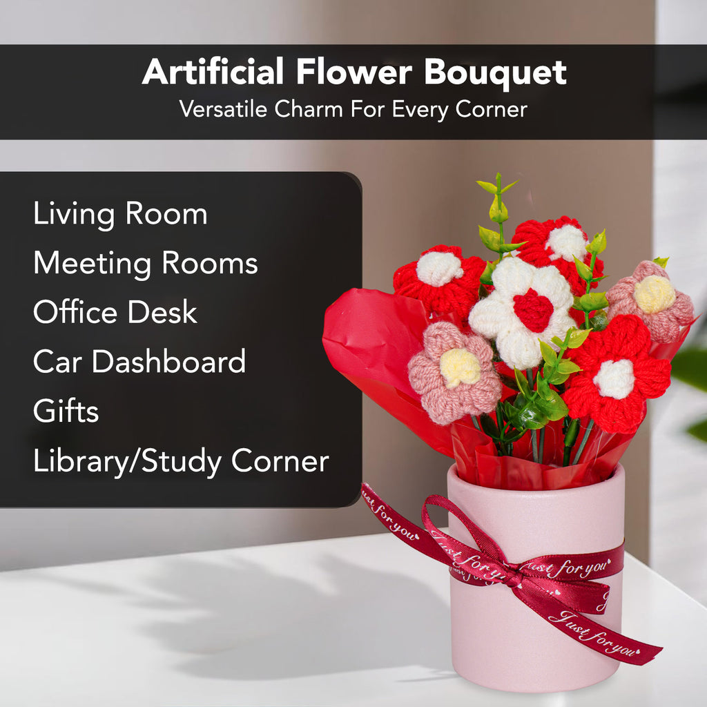 Cherry Blossom Crochet Flowers Bouquet for Home Decor & Gifting