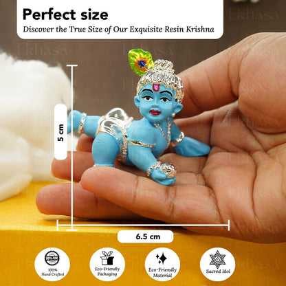 Ekhasa Blue Bal Gopal Murti (Size: 6.5 cm) | Laddu Gopal Murti for Pooja Room | Baby Krishna Idol for Home | Bal Krishna Idol | Sri Krishna Idols Gift for House Warming Ceremony