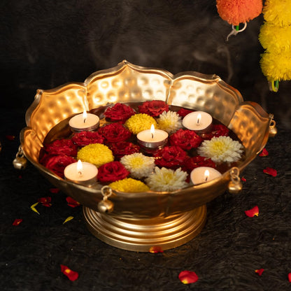 Ekhasa Urli Bowl for Home Decor & Table Decoration | Floating Flowers, Tealight Candles Water Bowl for Diwali Pooja and Other Festivals | Gift for House Warming Ceremony (Medium)