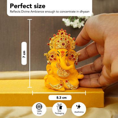 Ekhasa Ganesh Idol for Car Dashboard | Ganpati Idol for Cars | Vinayak Idols for Car Dash Board & Home Decor | Ganapathi Idol for Home | Vinayagar Statue | Ganpati ji for Office Desk (Yellow)