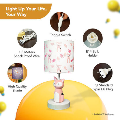 Ekhasa Ceramic Side Table Lamp for Kids Bedroom | Bedside Night Lamps for Children | Aesthetic Table Lamp for Girls & Boys Study Table & Kids Room | Cute Small Beautiful Bed Side Reading Light Lamp