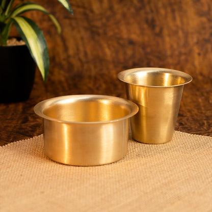 Ekhasa 100% Pure Brass Filter Coffee Cup | Dabara Set for Coffee | South Indian Coffee Cup Set | Pital Filter Coffee Cup Tumbler Set