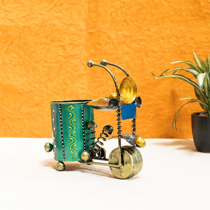 Ekhasa Pen Stand with Bike for Office Desk | Unique Gifts for Office Decoration or Study Table Decor Items | Desk decor for Birthday Gifts for Husband | Handcrafted Table Art for Home Decor