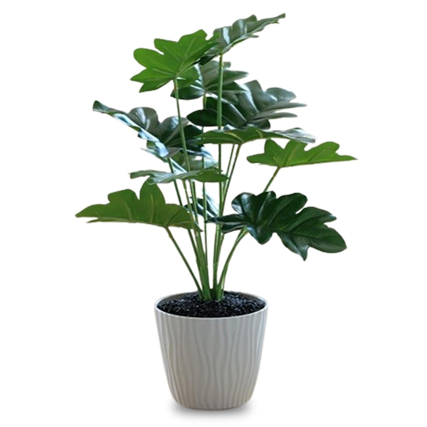 Ekhasa Monstera Artificial Plants for Home Decor with Pot (37 CM, 12 Leaves) | Fake Faux False Show Decor Indoor Plastic Small Decorative Potted Plant for Living Room, Kitchen, Bathroom