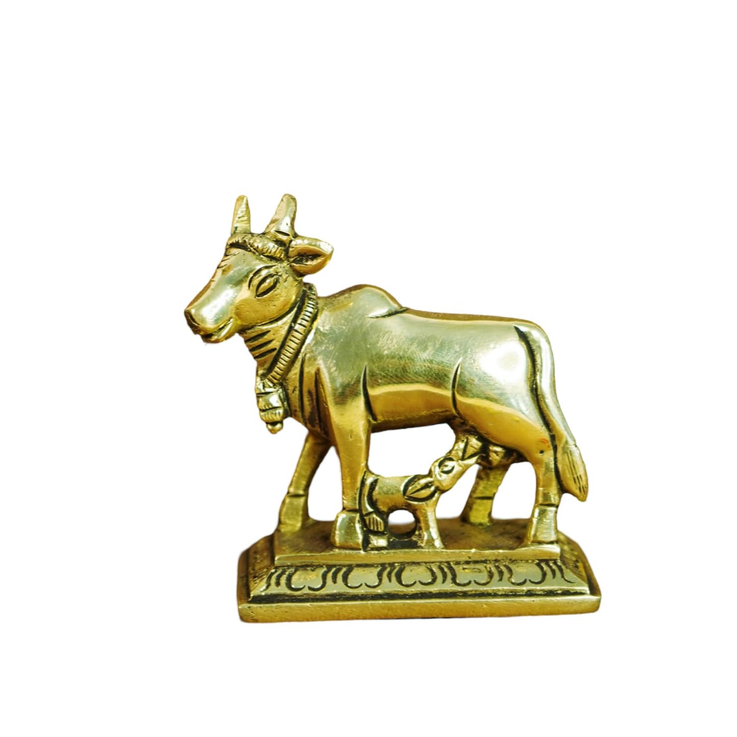 Ekhasa 100% Pure Brass Kamdhenu Cow with Calf Vastu Idol | Komatha Cow with Calf Statue for Pooja | Kamdhenu Cow and Calf Statue Idols for Home Decor, Vastu, Feng Shui and Pooja Room