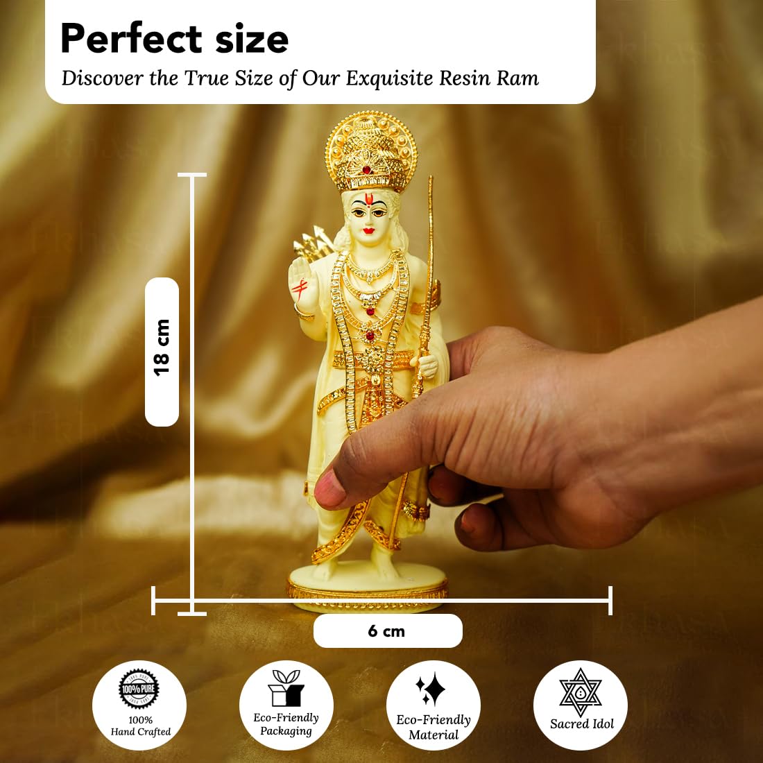 Ekhasa 100% Pure Resin Ram Darbar Murti (Size: 18 cm) | Ram Darbar Statue for Home Decor and Office Desk | Ram Sita Laxman Hanuman idol for Puja Room | Shree Ram Parivar Murti for Gift