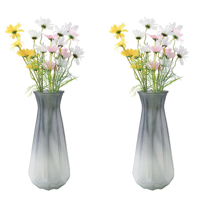 Ekhasa Grey Flower Glass Bud Vase for Home Decor | Glass Vases Home Decor for Living Room & Home Decoration | Flower Vase Aesthetic Flower Pots for Home Table Dining Table (Matte Finish - Set of 2)