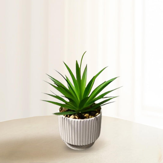 Ekhasa Agave Aloe Artificial Plant for Home Decor with Pot (15 CM) | Fake Faux False Show Decor Indoor Plastic Small Decorative Potted Plant for Living Room, Office, Desk, Green Plant for Decoration