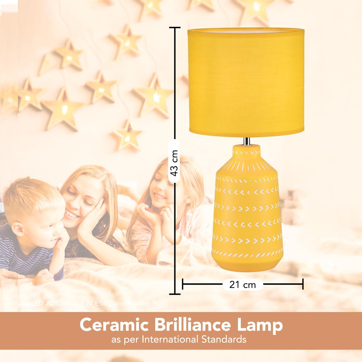 Ekhasa Ceramic Side Table Lamp For Bedroom | Bedside Night Lamps | Decorative Aesthetic Table Lamp For Living Room & Home Decoration | Cute Small Beautiful Bed Side Reading Light Lamp For Room