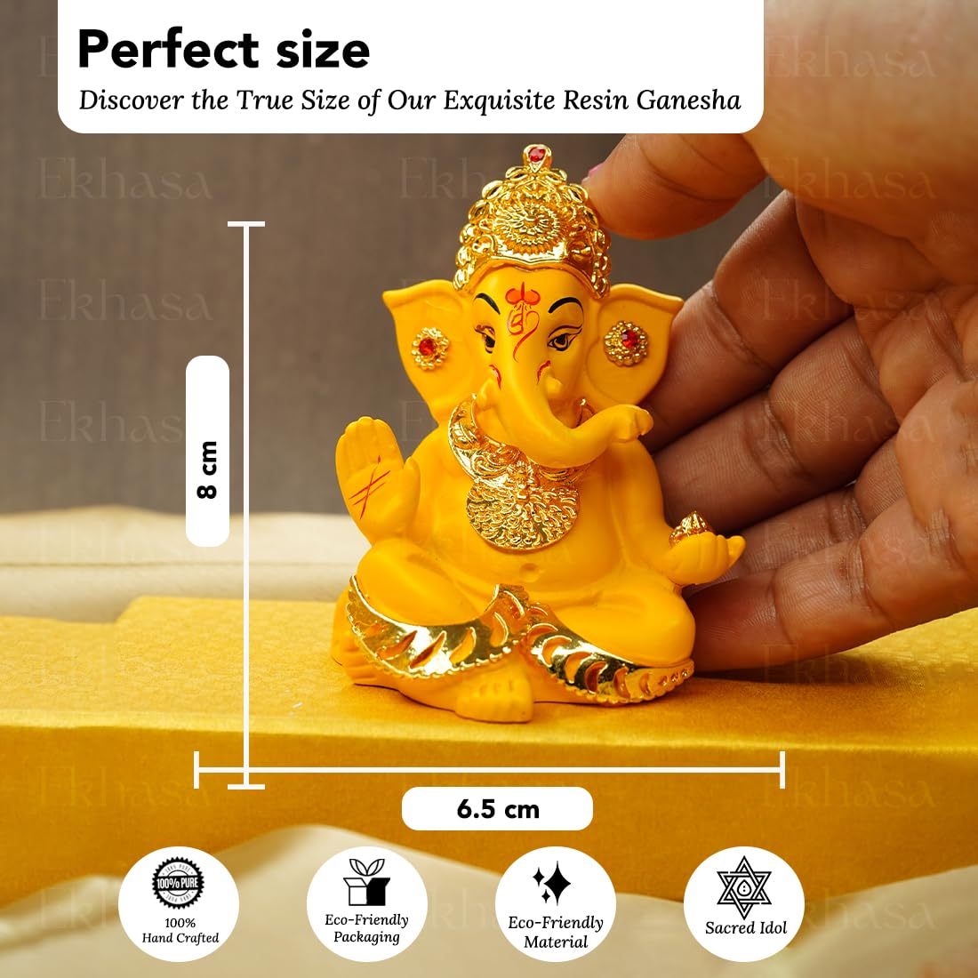 Ekhasa Ganesh Idol for Car Dashboard | Ganpati Idol for Cars | Vinayak Idols for Car Dashboard, Home Decor | Ganapathi Idol for Home | Vinayagar Statue | Ganpati ji for Office Desk (Mango)