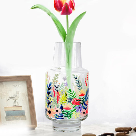 Ekhasa 100% Crystal Glass Vase Flower Pot for Home Decoration | Center Table Decorative Items | Thickened Transparent Glass Vase for Flowers. Bookshelf, Dinner Table, Office Desk & Premium Gift