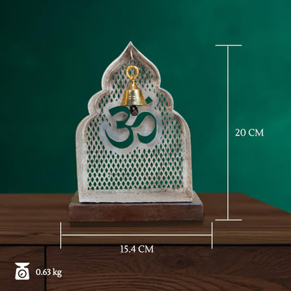 Ekhasa 100% Pure Brass Pooja Mandir for Office & Home (Mango Wood Base) | Wall Mounted Devghar | Tabletop Mandir for Office