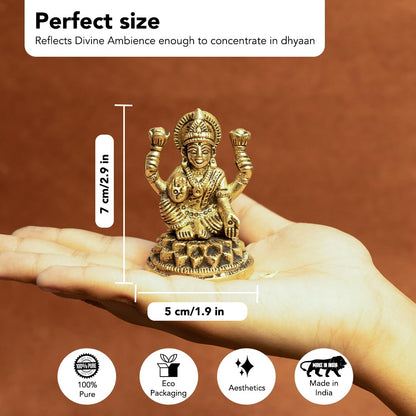 Ekhasa 100% Pure Brass Ganesh Lakshmi Idol | Pital Ganesha and Laxmi Murti for Pooja Room, Home Decor, Office Desk and Car Dashboard | Vinayagar Laxmi Statue for Diwali Puja (Combo Set)