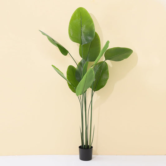 Ekhasa Banana leaf Artificial Plants with Pot for Home Decor (Big Size: 6 Feet, 9 leaves) | Artificial Tree for Home Decoration | Tall Plastic Green Decorative Indoor Plants for Living Room