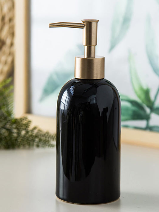 Ekhasa Ceramic Handwash Dispenser Bottle (420ml) (Black) | Liquid Soap Dispenser for Bathroom, Wash Basin and Kitchen | Bathroom Sanitizer, Lotion, Shampoo Dispenser | Hand Wash Dispensers Pump