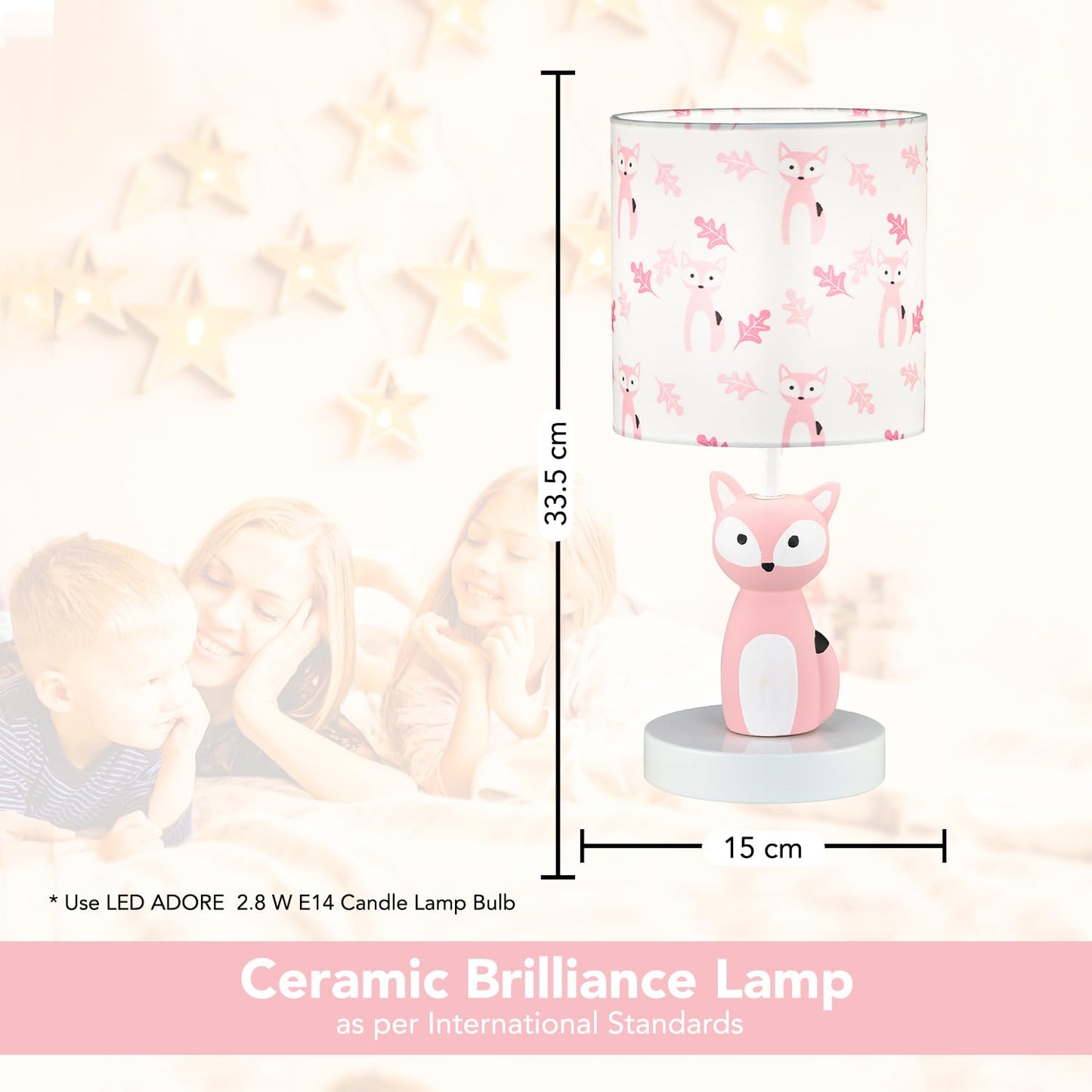 Ekhasa Ceramic Side Table Lamp for Kids Bedroom | Bedside Night Lamps for Children | Aesthetic Table Lamp for Girls & Boys Study Table & Kids Room | Cute Small Beautiful Bed Side Reading Light Lamp