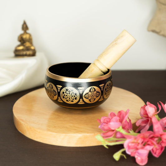 Ekhasa 100% Pure Bronze Handmade Tibetan Meditation Singing Bowl (3.5 inch) | Authentic Sound Bowl Meditation Set for Deep OM Sound | Tibetan Sound Healing Bowls are Perfect Spiritual, Yoga Gifts